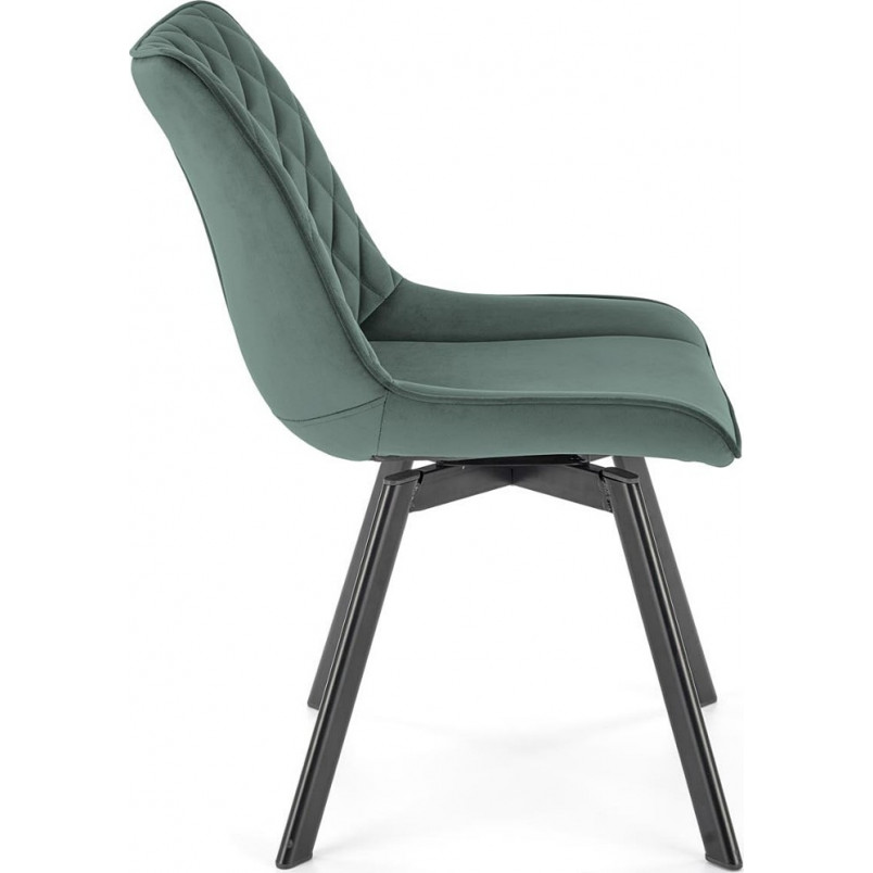 Krzesło welurowe z pikowanym oparciem K520 zielone Halmar