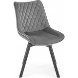 Krzesło welurowe z pikowanym oparciem K520 szare Halmar