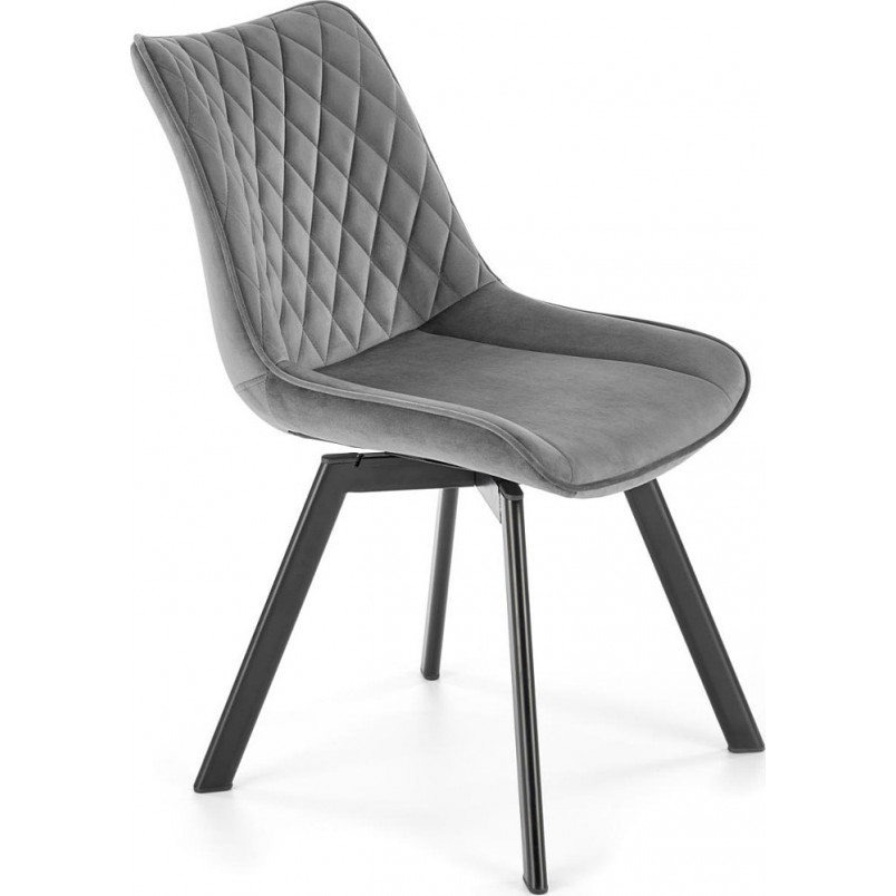 Krzesło welurowe z pikowanym oparciem K520 szare Halmar