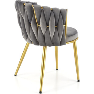 Krzesło welurowe ze złotymi nogami K517 szare Halmar