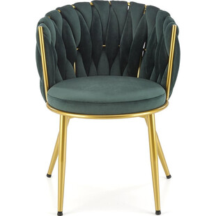 Krzesło welurowe zielone złote nóżki K517 | Krzesła Halmar