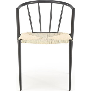 Krzesło boho z plecionym siedziskiem K515 czarne Halmar