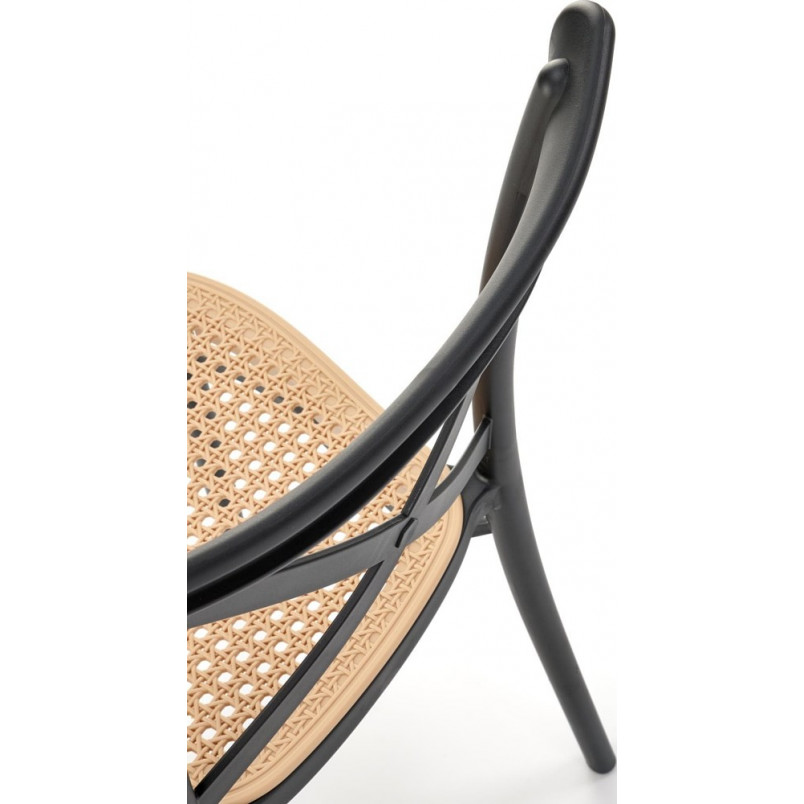 Krzesło z tworzywa boho K512 czarny / brązowy Halmar
