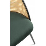 Krzesło rattanowe z welurowym siedziskiem K508 rattan / zielony / czarny Halmar
