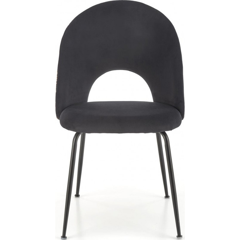 Krzesło welurowe muszelka K505 czarny / kwiatowy wzór Halmar