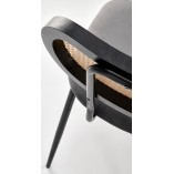 Krzesło welurowe boho z rattanowym oparciem K503 szare Halmar