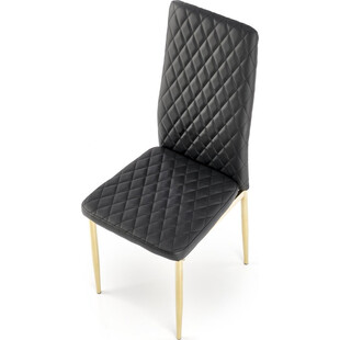 Krzesło pikowane ze złotymi nogami K501 czarne