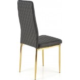 Krzesło pikowane ze złotymi nogami K501 czarne