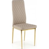 Krzesło pikowane ze złotymi nogami K501 cappuccino