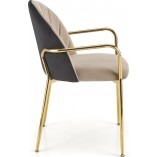 Krzesło muszelka na złotych nogach K500 beż / czarny