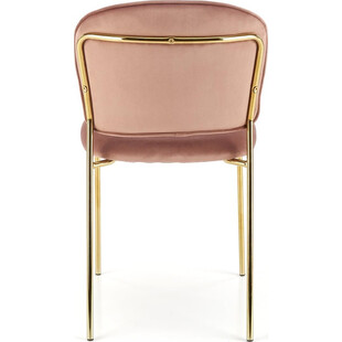 Krzesło welurowe ze złotymi nogami K499 różowe