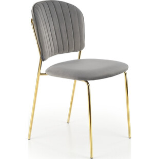 Krzesło welurowe ze złotymi nogami K499 szare