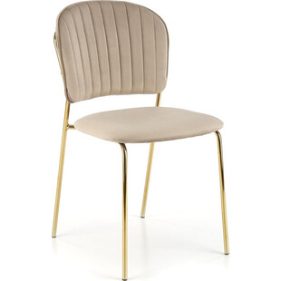 Krzesło welurowe ze złotymi nogami K499 beżowe