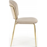 Krzesło welurowe ze złotymi nogami K499 beżowe