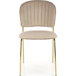 Krzesło welurowe ze złotymi nogami K499 beżowe Halmar