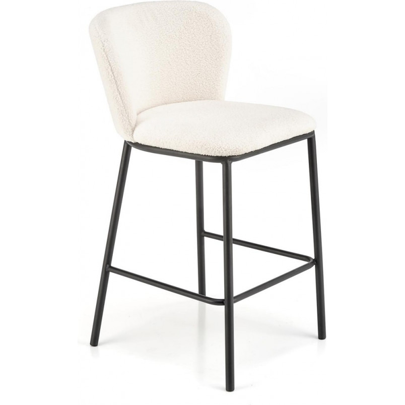 Krzesło barowe tapicerowane H119 Boucle 65cm kremowy / czarny Halmar