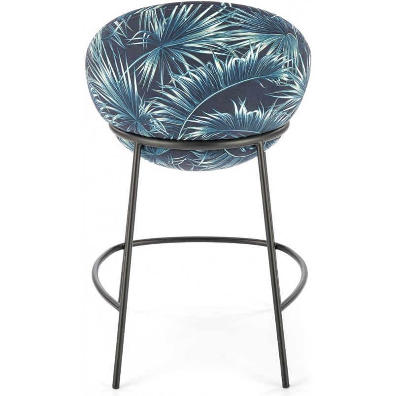 Krzesło barowe tapicerowane H118 65cm wzór palmy / czarny Halmar