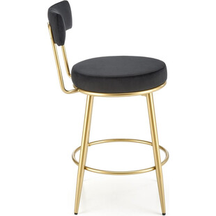 Krzesło barowe welurowe glamour H115 64cm szary / złoty Halmar