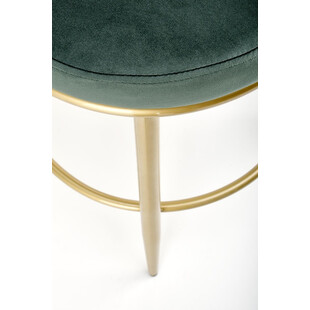 Krzesło barowe welurowe glamour H115 64cm ciemny zielony / złoty Halmar