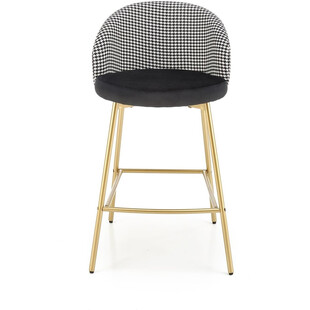 Krzesło barowe welurowe na złotych nogach H113 65cm czarny / biały Halmar