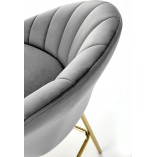 Krzesło barowe glamour na złotych nogach H112 62cm szare Halmar