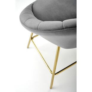Krzesło barowe glamour na złotych nogach H112 62cm szare Halmar