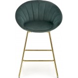 Krzesło barowe glamour na złotych nogach H112 62cm ciemnozielone Halmar