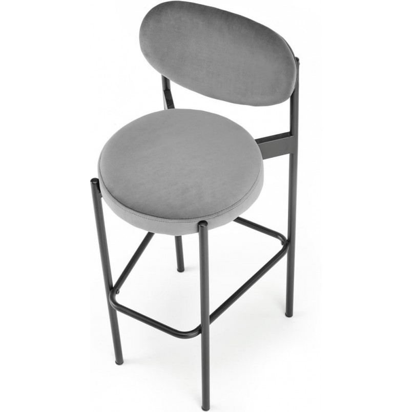 Krzesło barowe welurowe H108 65cm szary / czarny Halmar