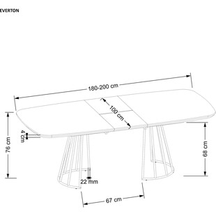Stół rozkładany loft Everton 180x100cm orzech / czarny Halmar