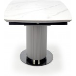 Stół owalny rozkładany Dancan 160x90cm biały marmur / popielaty / jasny popielaty / czarny Halmar
