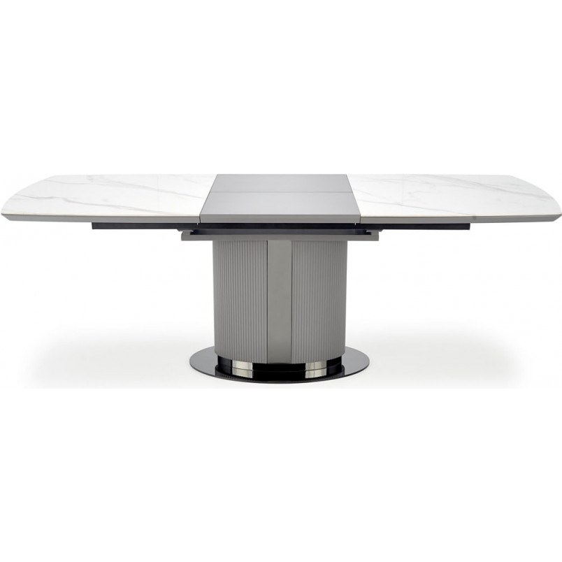 Stół owalny rozkładany Dancan 160x90cm biały marmur / popielaty / jasny popielaty / czarny Halmar