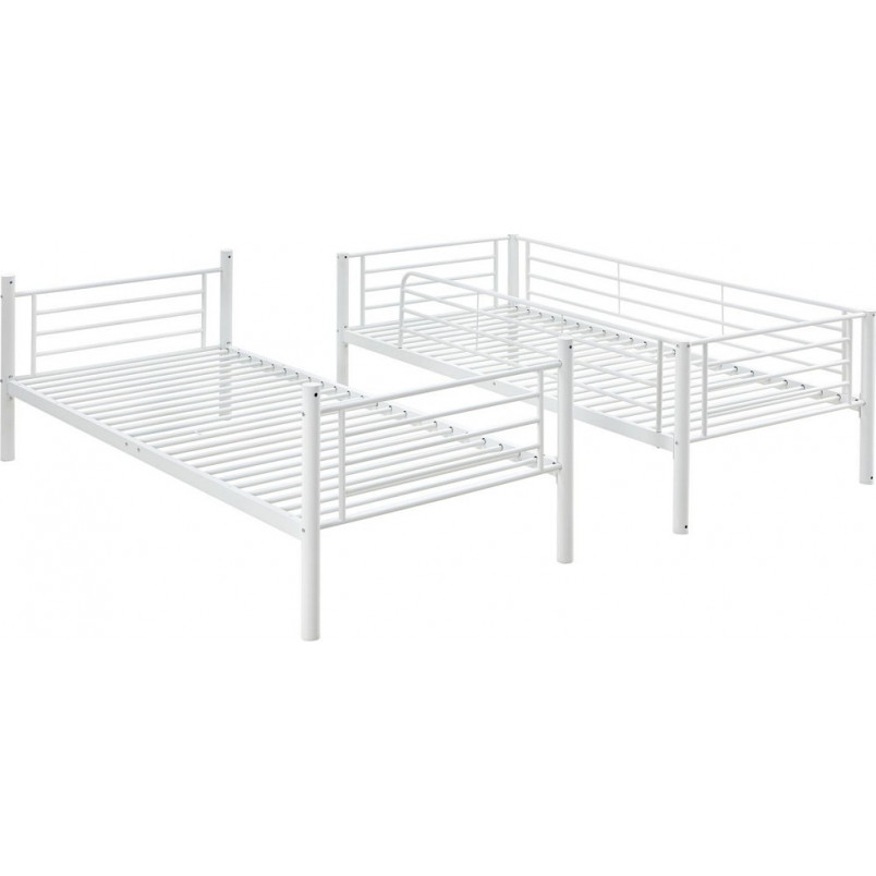 Łóżko piętrowe metalowe Bunky 90x200cm białe Halmar