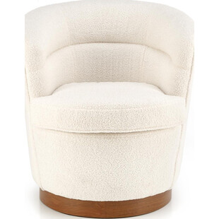 Fotel tapicerowany okrągły Amy Boucle kremowy / orzechowy Halmar