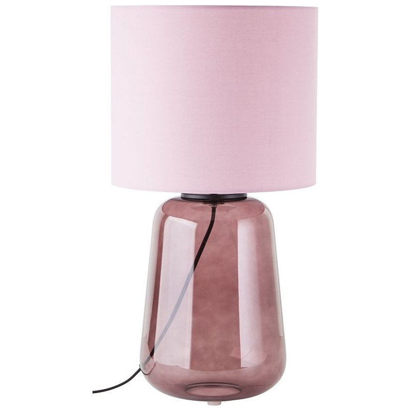 Lampa stołowa szklana podstawa z abażurem Hydra różowa Brilliant