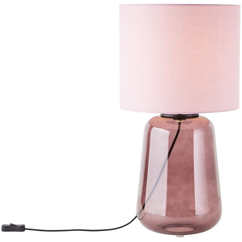 Lampa stołowa szklana podstawa z abażurem Hydra różowa Brilliant