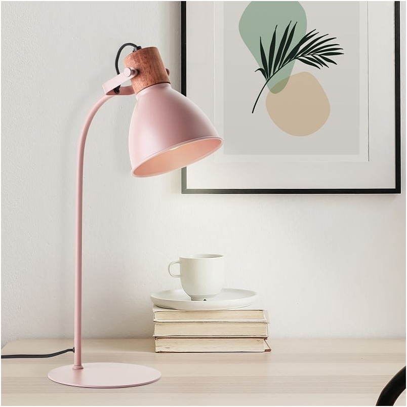 Lampa stołowa industrialna Erena różowa Brilliant