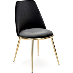 Krzesło welurowe ze złotymi nogami K460 czarne Halmar