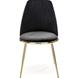 Krzesło welurowe ze złotymi nogami K460 czarne
