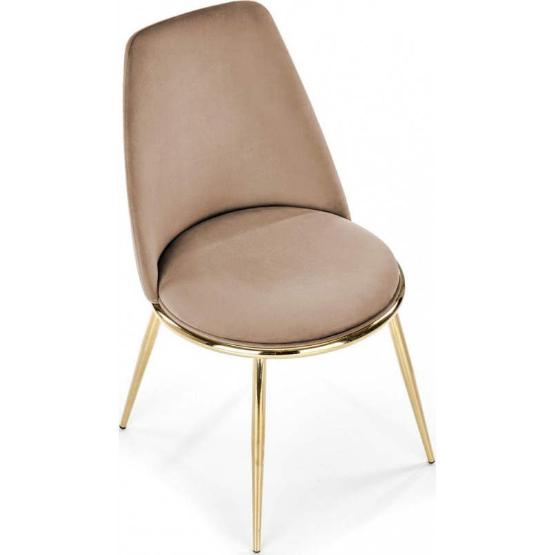 Krzesło welurowe ze złotymi nogami K460 beżowe
