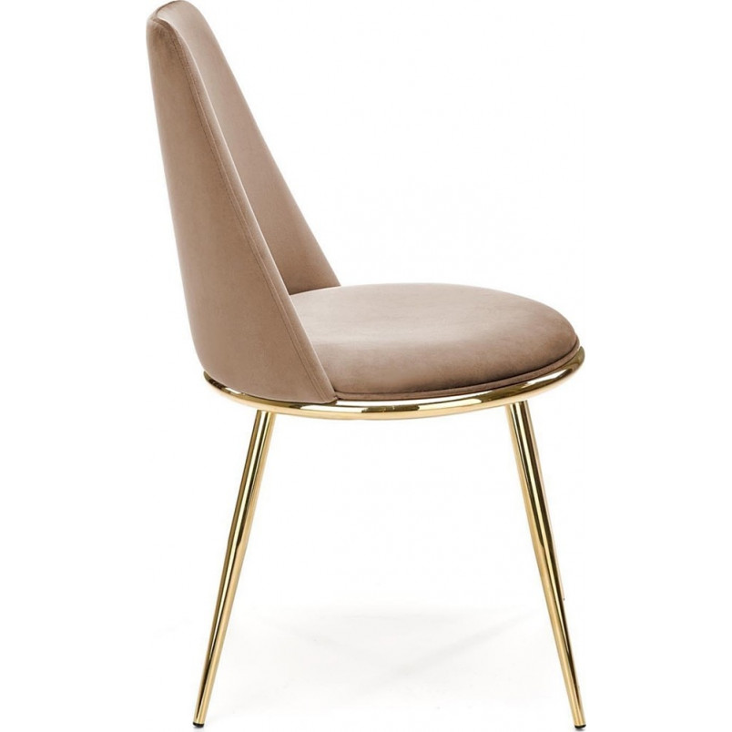 Krzesło welurowe ze złotymi nogami K460 beżowe
