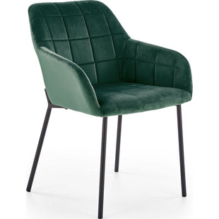 Krzesło welurowe z podłokietnikami K305 ciemno zielone marki Halmar