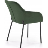 Krzesło welurowe z podłokietnikami K305 ciemno zielone marki Halmar