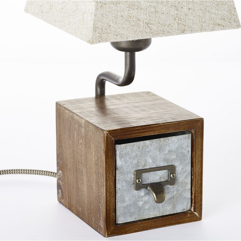 Lampa stołowa rustykalna z abażurem Casket Antyczny Cynk marki Brilliant