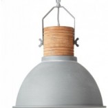 Lampa wisząca industrialna z drewnem Frieda 39 Betonowa Szara/Drewniana marki Brilliant