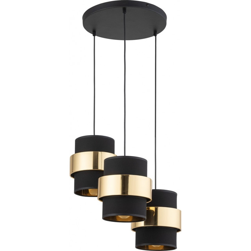 Lampa wisząca glamour potrójna Calisto III 45cm czarno-złota TK Lighting