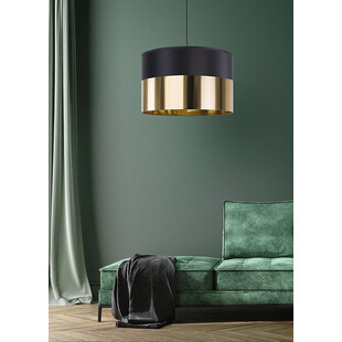 Lampa wisząca glamour z abażurem Londyn 50cm czarno-złota TK Lighting