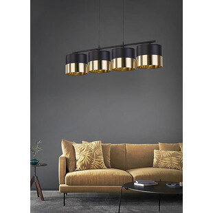 Lampa wisząca glamour z abażurami Londyn IV 95cm czarno-złota TK Lighting