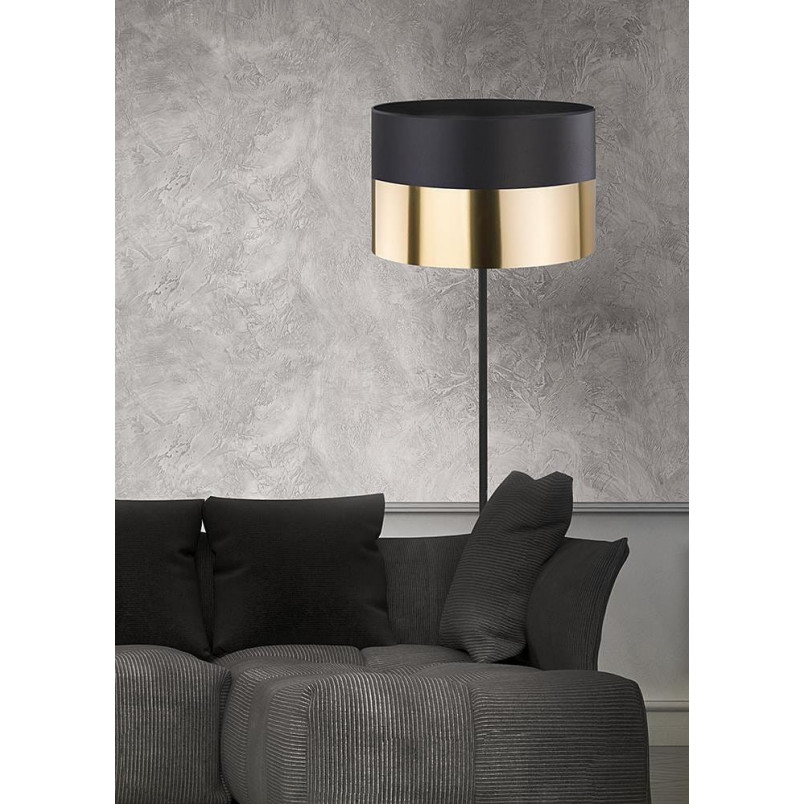 Lampa podłogowa glamour z abażurem Londyn 50cm czarno-złota TK Lighting