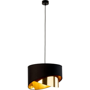 Lampa wisząca glamour z abażurem Grant 38cm czarno-złota TK Lighting