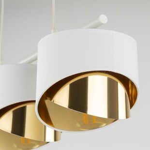 Lampa wisząca glamour z 3 abażurami Grant 70cm biało-złota TK Lighting